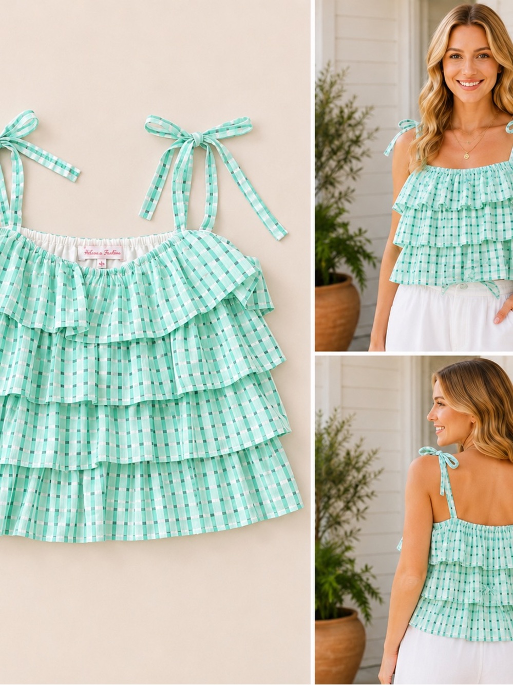 MEET ME IN SANTORINI - Tiered Teal Top NWT